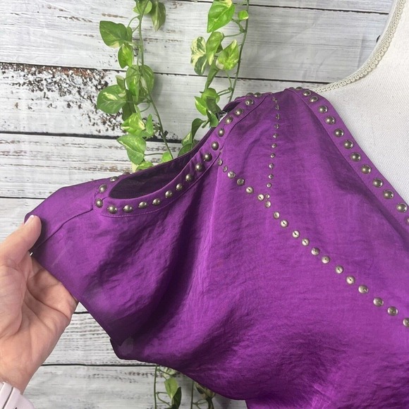 Laundry Shelli Segal Dress Small Purple Sequins Boho Floral Embroidery Knee - Picture 8 of 14